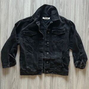 Zara Vintage Black/ Charcoal Oversized Denim Jacket